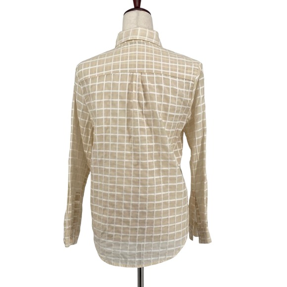 Objects Without Meaning Plaid Button Front Long Sleeve Shirt S Cotton Silk - Picture 3 of 12